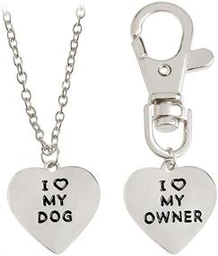img 2 attached to 🐾 Meiligo Fashion 2 Pcs Best Friends Love Heart Necklace and Key Chain: Perfect Gift for Dog Owners - I Love My Dog Necklace Jewelry