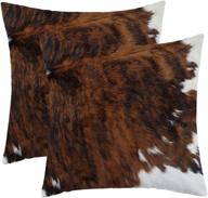 🐄 rustic cowhide print pillow covers: set of 2 soft flannel cushion cases for bed and couch - wflosunve farmhouse décor, 18"x18 логотип