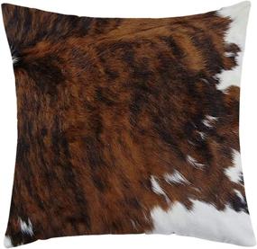 img 2 attached to 🐄 Rustic Cowhide Print Pillow Covers: Set of 2 Soft Flannel Cushion Cases for Bed and Couch - WFLOSUNVE Farmhouse Décor, 18"x18