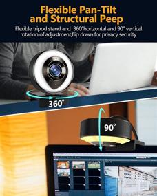 img 2 attached to 🎥 High-Definition 1080P Webcam with Microphone, Ring Light, Plug and Play, Adjustable Brightness, Auto-Focus, Privacy Protection, USB Streaming Webcam for PC Desktop Laptop MAC, Zoom Skype YouTube - Petocase 2021