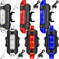 🚴 6-piece usb rechargeable bicycle light set - waterproof front and rear bike lights for city & mountain cycling, flashing safety headlight and taillight logo