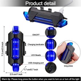 img 3 attached to 🚴 6-Piece USB Rechargeable Bicycle Light Set - Waterproof Front and Rear Bike Lights for City & Mountain Cycling, Flashing Safety Headlight and Taillight