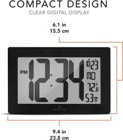 img 2 attached to ⏰ Black Slim Panoramic Atomic Wall Clock with Table Stand - MARATHON CL030068 (Black/Black Stainless Steel)