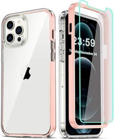 img 4 attached to COOLQO Compatible for iPhone 12 Pro Max Case 6.7 Inch, with [2 x Tempered Glass Screen Protector] Clear Full Body Coverage Silicone Protective 13 ft Shockproof Phone Cover - Pink