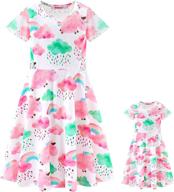 👗 modaioo girls short sleeve dresses: fun print playwears with matching dolls & girls clothes logo