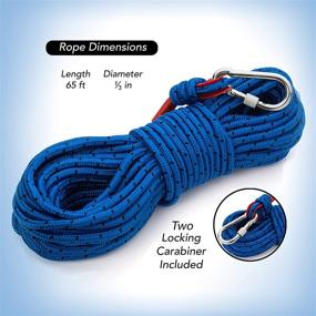 img 2 attached to 🧲 Lorezo Strong Magnet Fishing Rope Carabiner, Camping Rope - Heavy Duty 1200 lb Strength All Purpose Ropes - 1/3 Inch Reinforced Polyester Line for Outdoor Activities like Camping, Hiking, Boating & Caving - 65ft