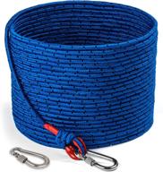 🧲 lorezo strong magnet fishing rope carabiner, camping rope - heavy duty 1200 lb strength all purpose ropes - 1/3 inch reinforced polyester line for outdoor activities like camping, hiking, boating & caving - 65ft logo