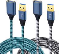 🔌 besgoods 10-футовый usb 3.0 удлинительный кабель - мужской разъем к женскому разъему usb-провод для жесткого диска, клавиатуры, мыши, принтера, ps4 - сине-белый (2 штуки) логотип