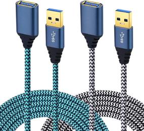 img 4 attached to 🔌 Besgoods 10-футовый USB 3.0 удлинительный кабель - мужской разъем к женскому разъему USB-провод для жесткого диска, клавиатуры, мыши, принтера, PS4 - сине-белый (2 штуки)