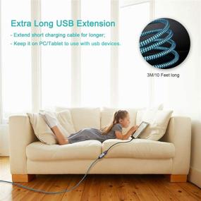 img 2 attached to 🔌 Besgoods 10-футовый USB 3.0 удлинительный кабель - мужской разъем к женскому разъему USB-провод для жесткого диска, клавиатуры, мыши, принтера, PS4 - сине-белый (2 штуки)