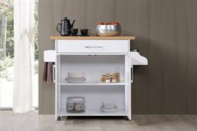 img 1 attached to 🏝️ Versatile Hodedah Kitchen Island: White with Beech Top, Spice Rack, Towel Rack, and Drawer!