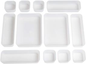 img 4 attached to 🗄️ Set of 12 Translucent Plastic Drawer Organizer Trays for Home, Office, Bathroom, Kitchen, Dresser & Makeup