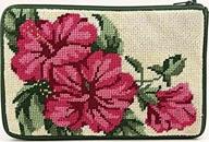 🌺 hibiscus needlepoint kit - transform your style with a chic cosmetic purse! logo