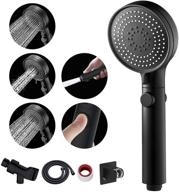 🚿 miaohui high pressure handheld shower head with hose and on/off switch, 3-setting shower head, removable & adjustable shower head with hose, black, low-reach wand holder, adjustable angle bracket logo