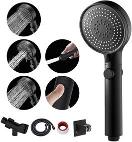 img 4 attached to 🚿 MIAOHUI High Pressure Handheld Shower Head with Hose and On/Off Switch, 3-Setting Shower Head, Removable & Adjustable Shower Head with Hose, Black, Low-Reach Wand Holder, Adjustable Angle Bracket
