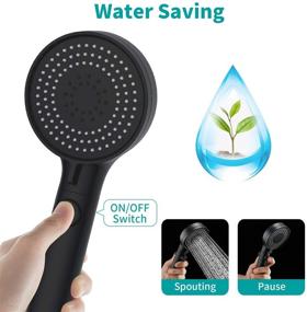 img 1 attached to 🚿 MIAOHUI High Pressure Handheld Shower Head with Hose and On/Off Switch, 3-Setting Shower Head, Removable & Adjustable Shower Head with Hose, Black, Low-Reach Wand Holder, Adjustable Angle Bracket