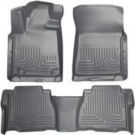 🐾 husky liners - 98582 weatherbeater floor mats for 2007-11 toyota tundra crewmax/double cab, grey - front & 2nd seat footwell coverage logo