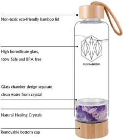 img 3 attached to 🌈 Runyangshi Crystal Elixir Glass Water Bottle, 16.9oz, Natural Gemstone Water Bottle with Protective Sleeve and Removable Amethyst, Rose Quartz, and Clear Quartz Crystal, Bamboo