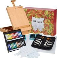 🎨 meeden acrylic painting set - beech-wood sketch easel box, 24×12ml acrylic paints, canvas panels, paintbrushes, palette - ideal for artists, beginners & adults logo