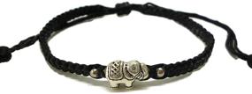 img 4 attached to 🐘 Moose546 Elephant Pendant Lucky Braided Bracelets | Adjustable Sliding Knot Cotton Cord Bracelet FC-038