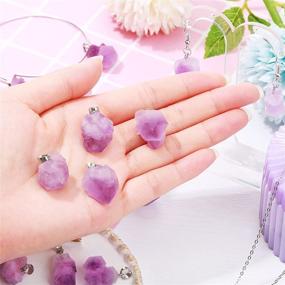 img 2 attached to 📿 48 Pieces of Chakra Gemstone Charm: Irregular Rock Pendant with Natural Amethyst Healing Crystal, Stainless Steel Snap for Jewelry Making - Ideal for Necklaces, Earrings, and Bracelets - Hole Size 5 x 2.5 mm