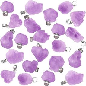 img 4 attached to 📿 48 Pieces of Chakra Gemstone Charm: Irregular Rock Pendant with Natural Amethyst Healing Crystal, Stainless Steel Snap for Jewelry Making - Ideal for Necklaces, Earrings, and Bracelets - Hole Size 5 x 2.5 mm