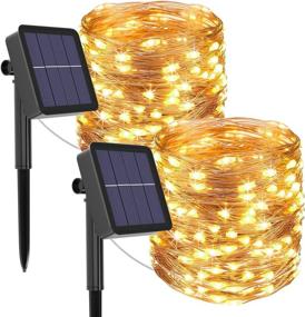 img 4 attached to 🌞 Enhance Your Outdoor Ambience with Solar String Lights Outdoor - 2Pack 240LED Total Solar Powered Fairy Lights 8 Modes, Waterproof Decoration Lighting for Tree Patio Christmas Camping Wedding Party - Warm White