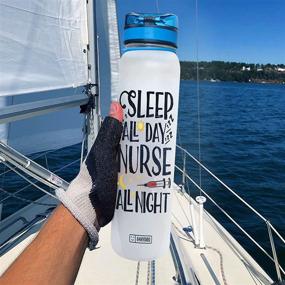 img 3 attached to Nurse Night Shift Motivational Water Bottle with Time Marker - 64HYDRO 32oz 1Liter: Sleep All Day, Nurse All Night!