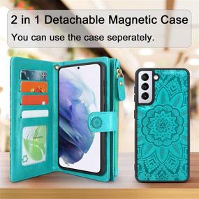 img 2 attached to Magnetic Detachable Wallet Case for Samsung Galaxy S21: Convenient Cash Pocket, 12 Card Slots, and Wrist Strap by Harryshell