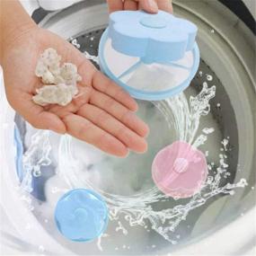 img 2 attached to 🌼 Reusable Flower-Type Washing Machine Filter Bag: 4 Pcs Floating Lint & Hair Filter Net Pouch