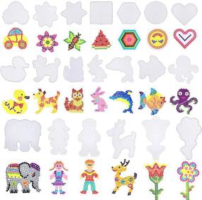 img 4 attached to 🎨 20-Piece Coopay Clear Plastic Fuse Beads Pegboards Template Boards - Assorted Shapes for Kids Crafts with 20 Colorful Cards - Ideal Craft Supplies Bundle