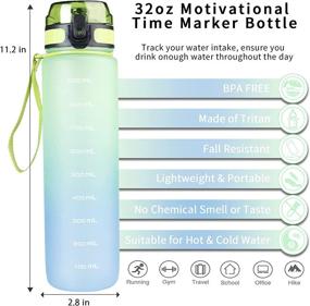 img 2 attached to 💧 32 oz Motivational Water Bottles with Capacity Markers - Leakproof Tritan BPA Free Sports Water Bottle for School, Gym, Office, and Outdoor Activities by LAMONKE