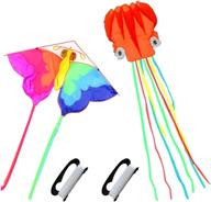 🪁 adults 2-pack kites set - large octopus kite and rainbow delta kite with colorful long tail – outdoor game for children, beach games – easy fly kites for beach activities логотип