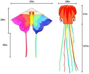 img 3 attached to 🪁 Adults 2-Pack Kites Set - Large Octopus Kite and Rainbow Delta Kite with Colorful Long Tail – Outdoor Game for Children, Beach Games – Easy Fly Kites for Beach Activities