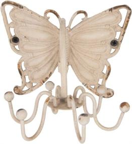 img 2 attached to Stylish NIKKY HOME Butterfly Pewter Wall Hooks, White: Organize with Elegance!