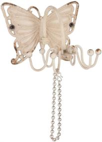 img 1 attached to Stylish NIKKY HOME Butterfly Pewter Wall Hooks, White: Organize with Elegance!