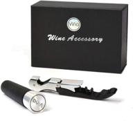 enhance your wine experience with the vina wine accessory set: stainless steel bottle opener, hippocampal knife corkscrew, and vacuum wine stopper логотип