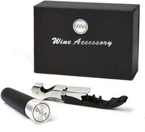 img 4 attached to Enhance Your Wine Experience with the Vina Wine Accessory Set: Stainless Steel Bottle Opener, Hippocampal Knife Corkscrew, and Vacuum Wine Stopper