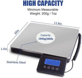 img 3 attached to 📦 Fuzion 360lb Shipping Scale with High Accuracy and Timer/Hold/Tare - Stainless Steel Heavy Duty Digital Postal Scale for Packages/Luggage/Post Office/Home - Includes Battery & DC Adapter