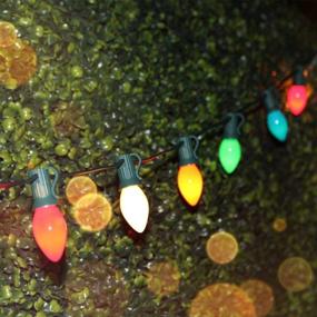 img 2 attached to 🎄 Christmas String Lights: 25Ft C7 Ceramic Vintage Multicolor Lights for Outdoor/Indoor Decoration