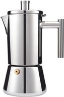 ☕ кофеварка lesoya stovetop espresso maker moka pot - итальянская кофеварка из нержавеющей стали - вместимостью 3-4 чашки для индукционных, газовых или электрических плит. логотип