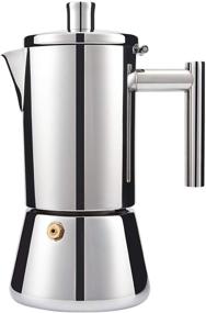 img 4 attached to ☕ Кофеварка LESOYA Stovetop Espresso Maker Moka Pot - итальянская кофеварка из нержавеющей стали - вместимостью 3-4 чашки для индукционных, газовых или электрических плит.