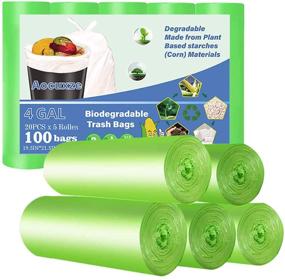 img 4 attached to Pack of 100 4-Gallon Biodegradable Trash Bags | Small Compostable Bags for Recycling & Degradable Garbage | Strong Rubbish Bags as Wastebasket Liners for Kitchen, Bathroom, Office, and Car