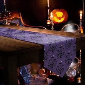 img 3 attached to 🎃 Halloween Farmhouse Tablerunner: Stylish Cotton Linen Small Runner for Spectacular Seasonal Décor