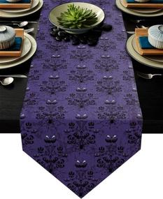 img 4 attached to 🎃 Halloween Farmhouse Tablerunner: Stylish Cotton Linen Small Runner for Spectacular Seasonal Décor