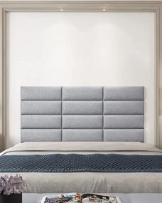 img 3 attached to 🛏️ Art3d Modern Horizontal Tufted Upholstered Headboard for Full/Queen in Gray - Pack of 4 Panels, 31.5" x 11.8