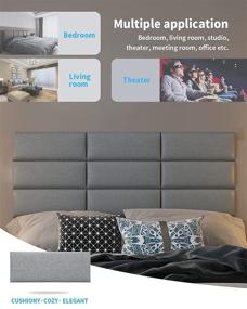 img 2 attached to 🛏️ Art3d Modern Horizontal Tufted Upholstered Headboard for Full/Queen in Gray - Pack of 4 Panels, 31.5" x 11.8