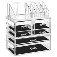 💄 clear syntus makeup organizer: 3-piece cosmetic and jewelry storage display cases for vanity, countertop, dresser, and bathroom logo