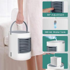img 2 attached to 🌬️ 3-in-1 Portable Space Air Conditioner with Handle, USB Evaporative Personal Desk Fan, Quiet Misting Air Cooler for Home Room Office