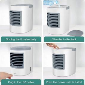 img 1 attached to 🌬️ 3-in-1 Portable Space Air Conditioner with Handle, USB Evaporative Personal Desk Fan, Quiet Misting Air Cooler for Home Room Office